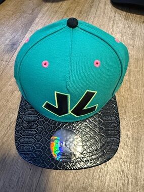 Jordan Teal and Black Snapback Hat with Pink Accents